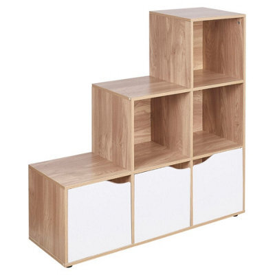 Urbn-Living 6-Cube Step Shelving Unit With Wooden Door - image 1