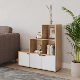 Urbn-Living 6-Cube Step Shelving Unit With Wooden Door - thumbnail 2