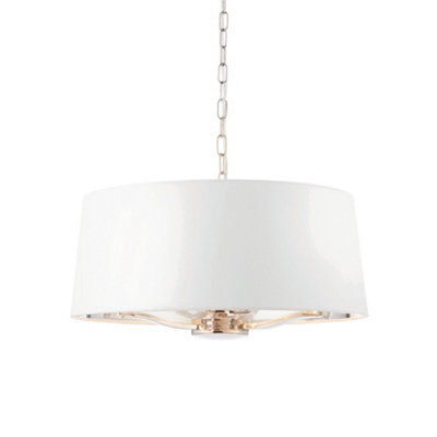 Luminosa Lighting Luminosa Harvey Multi Arm Cylindrical Pendant Light Bright Nickel Plate, Vintage White Fabric - image 1