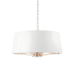 Luminosa Lighting Luminosa Harvey Multi Arm Cylindrical Pendant Light Bright Nickel Plate, Vintage White Fabric - thumbnail 1