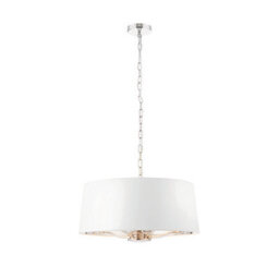 Luminosa Lighting Luminosa Harvey Multi Arm Cylindrical Pendant Light Bright Nickel Plate, Vintage White Fabric - thumbnail 2