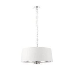 Luminosa Lighting Luminosa Harvey Multi Arm Cylindrical Pendant Light Bright Nickel Plate, Vintage White Fabric - thumbnail 3