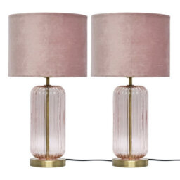 First Choice Lighting Set Of 2 Walpole - Blush Pink Glass And Antique Brass 49Cm Table Lamps - thumbnail 1