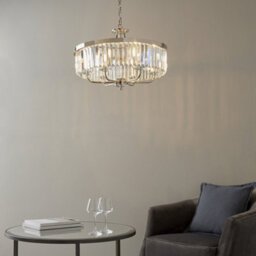 Luminosa Lighting Luminosa Ascoli 6 Light Ceiling Pendant Bright Nickel Plate & Clear Cut Glass - thumbnail 3