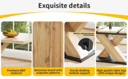 Abrihome Dining Table Telescopic Table (119-158.5X80 Cm), Extendable Kitchen Table For Living Room, Wood Finish - thumbnail 5