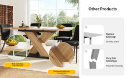 Abrihome Dining Table Telescopic Table (119-158.5X80 Cm), Extendable Kitchen Table For Living Room, Wood Finish - thumbnail 4