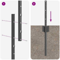 Berkfield Fence Posts Height Adjustable 22 Pcs Grey 160 Cm Steel - thumbnail 6
