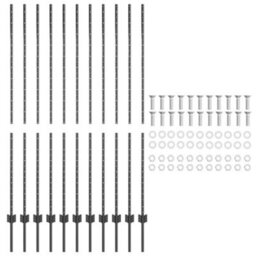 Berkfield Fence Posts Height Adjustable 22 Pcs Grey 160 Cm Steel - thumbnail 4