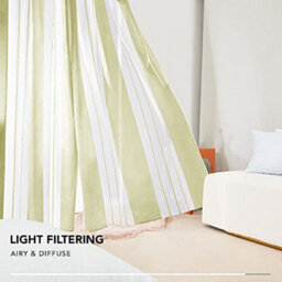 Deconovo Yarn-Dyed Voile Curtains Semi Transparent Net Curtains Eyelet Sheer Curtains, 55 X 54 Inch Light Yellow Green 2 Panels - thumbnail 3