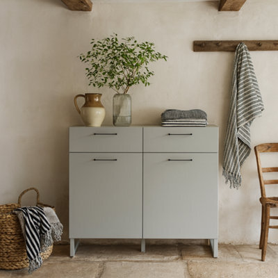 Wyld Haus Innsbruck Light Grey Wooden 2 Door 2 Drawer Storage Chest - image 1