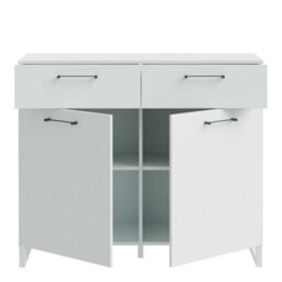 Wyld Haus Innsbruck Light Grey Wooden 2 Door 2 Drawer Storage Chest - thumbnail 4