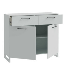 Wyld Haus Innsbruck Light Grey Wooden 2 Door 2 Drawer Storage Chest - thumbnail 5