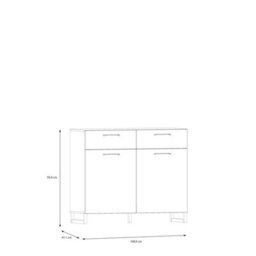 Wyld Haus Innsbruck Light Grey Wooden 2 Door 2 Drawer Storage Chest - thumbnail 6