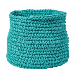 Homescapes Teal Green Cotton Knitted Round Storage Basket, 42 X 37 Cm