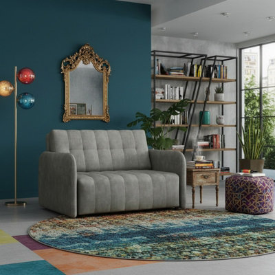 Viva Grand Ii Upholstered Living Room Sofa Bed With Wooden Legs Wave Spring Frame Bedding Storage 85X125X98Cm Grey - image 1