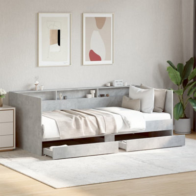 Berkfield Daybed With Drawers Without Mattress Concrete Grey 75X190 Cm Small Single - image 1