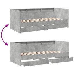 Berkfield Daybed With Drawers Without Mattress Concrete Grey 75X190 Cm Small Single - thumbnail 8