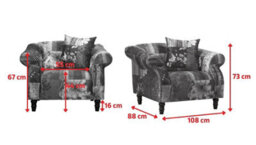 Fabric Green Patchwork 1 Seater Avici Shout Sofa - thumbnail 5