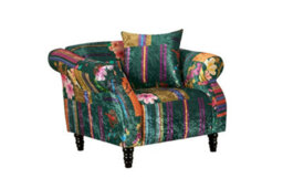 Fabric Green Patchwork 1 Seater Avici Shout Sofa - thumbnail 3
