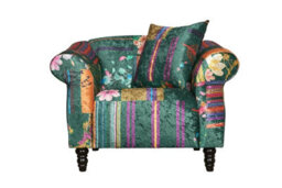 Fabric Green Patchwork 1 Seater Avici Shout Sofa - thumbnail 2