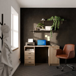 FurniComp LTD Furnicomp Arielle 1 Door 3 Drawer Large Oak Office Desk - thumbnail 6
