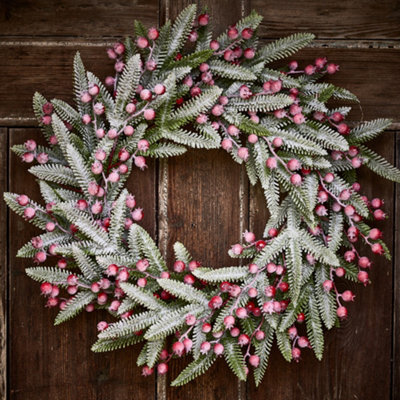 Dibor Hampton Frosted Berries Festive Decor Autumn-Winter Wreath Front Door Christmas Wreath 50Cm - image 1