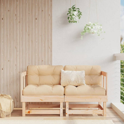 Walplus Outdoor Garden Corner Sofa For Patio Balcony Poolside Furnitures 2 Pcs Solid Wood Pine - Cushion Not Included - image 1