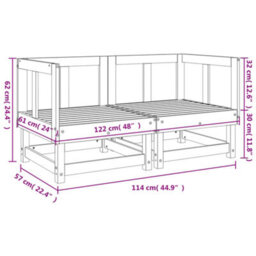 Walplus Outdoor Garden Corner Sofa For Patio Balcony Poolside Furnitures 2 Pcs Solid Wood Pine - Cushion Not Included - thumbnail 7
