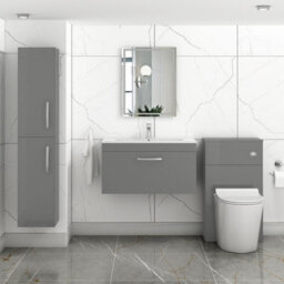 Royal Bathrooms Turin Indigo Grey Gloss 800mm Wall Hung Vanity Unit 1 Drawer With Minimalist Basin Sink - thumbnail 4
