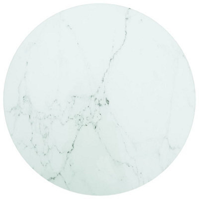 Berkfield Table Top White Radius 40X0.8 Cm Tempered Glass With Marble Design - image 1