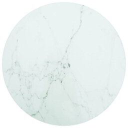 Berkfield Table Top White Radius 40X0.8 Cm Tempered Glass With Marble Design - thumbnail 1