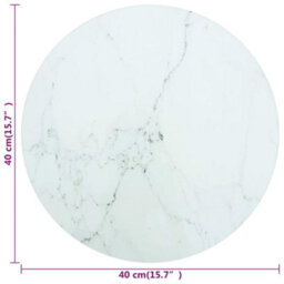 Berkfield Table Top White Radius 40X0.8 Cm Tempered Glass With Marble Design - thumbnail 4