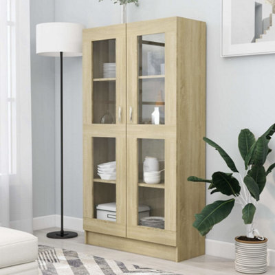Berkfield Vitrine Cabinet Sonoma Oak 82.5X30.5X150 Cm Engineered Wood - image 1