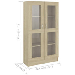 Berkfield Vitrine Cabinet Sonoma Oak 82.5X30.5X150 Cm Engineered Wood - thumbnail 8