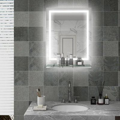 Kleankin Dimmable Bathroom Mirror With Led Lights, Defogging Film, Clear - image 1
