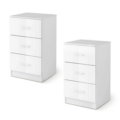 2Pcs Night Stand Organizer 3 Drawer Chest Storage Cabinet Dresser White - image 1