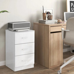 2Pcs Night Stand Organizer 3 Drawer Chest Storage Cabinet Dresser White - thumbnail 3