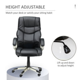 Homcom Executive Office Chair Faux Leather Computer Desk Chair W/ Wheel Black - thumbnail 4