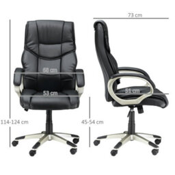 Homcom Executive Office Chair Faux Leather Computer Desk Chair W/ Wheel Black - thumbnail 3