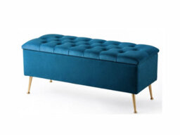 90Cm Amara Chesterfield Ottoman Storage Bench - Plush Velvet Shoes Bench - Emerald Green Upholstery Footstool Storage With Legs - thumbnail 3