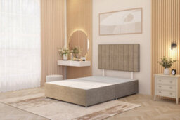 Somnior Beds Somnior Alexas Plush Velvet 3Ft Single Divan Bed Base With Upholstered Headboard Beige - thumbnail 2
