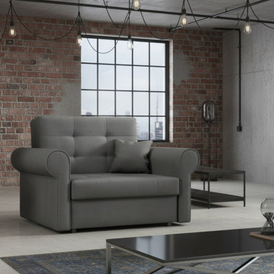Viva I Silver Sofa Bed For Living Room Polyurethane Foam Wave Spring Metal Legs Bedding Storage 116X85X98Cm Grey - image 1