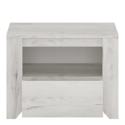 Wyld Haus Norwich Aged Effect Soft Grey Wood Veneer Bedside Cabinet, 1 Drawer - thumbnail 2
