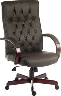 Teknik Warwick Bonded Leather Faced Reclining Executive Office Swivel Chair Brown - image 1