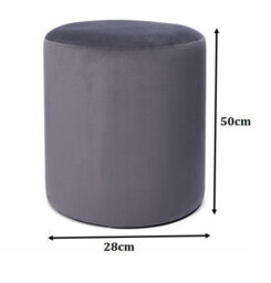 Adore Designs Victoria Plush Velvet Round Foot Stool Pouffe -  Silver - thumbnail 2