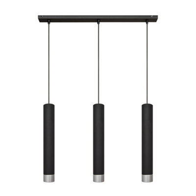 Luminosa Lighting Luminosa Tuba Straight Bar Pendant Ceiling Light Black, Chrome 60Cm - image 1