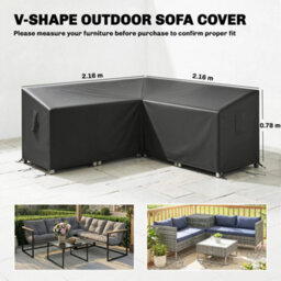 Outsunny V-Shaped Sectional Sofa Cover Waterproof Anti-Uv, Black - thumbnail 3