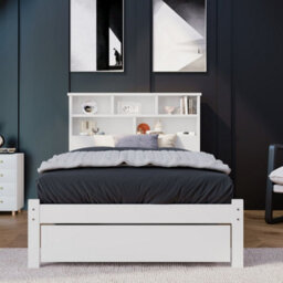 Matteo Compact Single Bed Frame With Shelves, White Wooden, 90 X 190 Cm - thumbnail 2