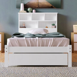 Matteo Compact Single Bed Frame With Shelves, White Wooden, 90 X 190 Cm - thumbnail 8