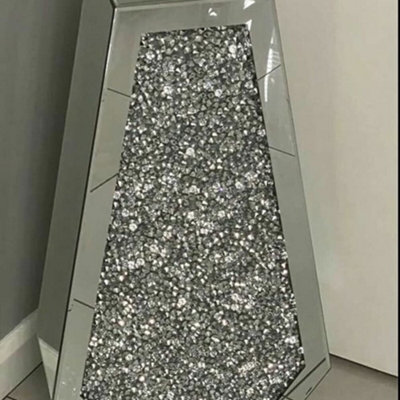 Biznest Xl 70Cm Sparkle Diamond Crushed Crystal Sparkly Silver Mirrored Floor Vase